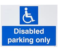 Caledonia Signs 17606K - Cartello per disabili parcheggio soltanto, in plastica rigida, bianco, 400 mm x 300 mm
