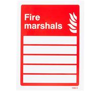 Caledonia Signs 21062E Fire Marshals (Space for 5 People), cartello in vinile autoadesivo, 200 mm x 150 mm, bianco
