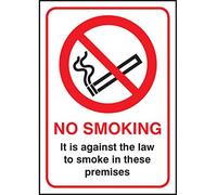 Caledonia Signs 53043 - Cartello formato A5, verticale, con scritta in lingua inglese “No Smoking it is Against the Law”
