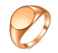 Calefee Anelli a Fascia da Donna, Anello Acciaio Inossidabile Uomo Sigillo Rotondo Largo 12mm Oro Rosa, Misura 27