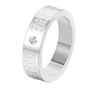 Calefee Anelli a Fascia da Donna, Anello con Incisione Personalizzata Acciaio Inossidabile Fascia Forever Love con Zirconi, Misura 27