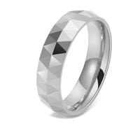Calefee Anelli a Fascia Donna, Anello Tungsteno Personalizzato Fascia Multisfaccettata da 6mm Larga, Taglia 17
