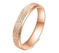 Calefee Anelli da Uomo di Fidanzamento, Anello con Incisione Donna Acciaio Inossidabile Fascia Oro Rosa Opaco, 3mm Larga, Misura 17