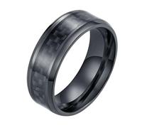 Calefee Anelli da Uomo di Fidanzamento, Anello Uomo Personalizzabile Acciaio Inossidabile Fascia da 8mm Larga con Bordo Smussato, Misura 14