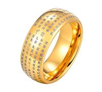 Calefee Anelli da Uomo di Fidanzamento, Anello Uomo Personalizzabile Acciaio Inossidabile Sutra Buddista con Incisione Larga 8mm, Misura 30