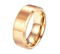 Calefee Anelli di Fidanzamento Donna, Anello con Incisione Personalizzata Acciaio Inossidabile Oro Rosa Opaco con Bordo Smussato, Larghezza 8mm, Misura 25