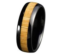Calefee Anelli di Matrimonio Donna, Anello con Incisione Uomo in Acciaio Inossidabile Fascia di Legno Larga 8mm, Misura 27