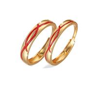 Calefee Anelli Filo Rosso del Destino Coppia Argento 999, Anello Lui e Lei Personalizzabili Regolabili Anello a Fascia In Oro con Smalto Rosso