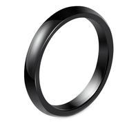 Calefee Anello Ceramica Uomo Nero, Anelli con Incisione Donna bigiotteria Fascia Semplice Larga 3mm, Misura 25