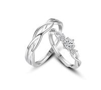Calefee Anello Coppia Fidanzamento, Anelli Personalizzati Coppia Argento 925 Regolabili Anello Infinito con Zirconi