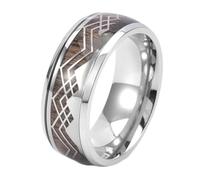 Calefee Anello da Mignolo Uomo, Anelli con Incisione Personalizzata Acciaio Inossidabile Fascia Legno Larga 9mm, Taglia 17