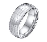 Calefee Anello da Mignolo Uomo, Anelli con Incisione Uomo Acciaio Inossidabile Sutra Buddista con Incisione Larga 8mm, Misura 30