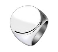 Calefee Anello da Mignolo Uomo, Anelli Donna Personalizzabile Acciaio Inossidabile Grande Sigillo Rotondo Largo 22mm, Misura 30