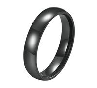 Calefee Anello da Mignolo Uomo, Anelli Donna Personalizzabile Acciaio Inossidabile Nero Lucido Largo 4mm, Misura 9