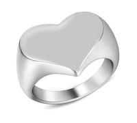 Calefee Anello da Uomo Matrimonio, Anelli In Acciaio Inox Uomo Sigillo a Forma di Cuore Largo 15mm, Taglia 12