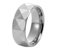 Calefee Anello di Fidanzamento Donna, Anelli Uomo Personalizzabile Tungsteno Fascia Multisfaccettata Larga 8mm, Misura 20