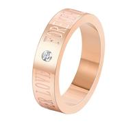 Calefee Anello di Fidanzamento per Uomo, Anelli Personalizzati Donna Acciaio Inossidabile Fascia Forever Love con Zirconi, Misura 27