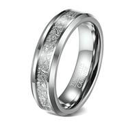 Calefee Anello di Fidanzamento per Uomo, Anelli Uomo Personalizzabile Tungsteno 6mm Larga con Bordo Smussato, Taglia 17
