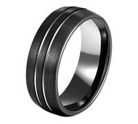 Calefee Anello di Fidanzamento Uomo, Anelli da Uomo Matrimonio Tungsteno Nero Opaco Largo 8mm con Scanalatura, Taglia 27
