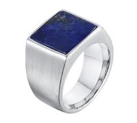 Calefee Anello di Fidanzamento Uomo, Anelli Personalizzati Uomo Acciaio Inossidabile 13,6mm Larga con Lapislazzuli, Taglia 27