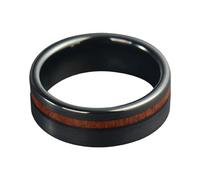 Calefee Anello Fascia Donna, Anelli Matrimonio Uomo Tungsteno con Legno con Fascia Nera Larga 8mm, Misura 12