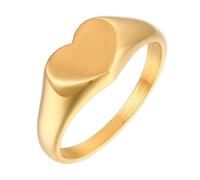 Calefee Anello Fascia Uomo, Anelli Fidanzamento Donna Acciaio Inossidabile Cuore D'Oro a Forma di 7mm Larga, Taglia 17