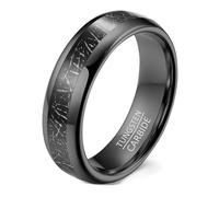 Calefee Anello Fascia Uomo, Anelli Tungsteno Personalizzabile per bigiotteria 6mm Larga con Metallo Nero, Taglia 25