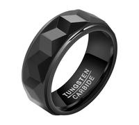 Calefee Anello Fascia Uomo, Anelli Uomo Personalizzabile Tungsteno Fascia Multisfaccettata Larga 8mm, Taglia 27