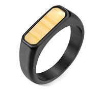 Calefee Anello Fidanzamento Donna, Anelli da Uomo Matrimonio Acciaio Inossidabile Legno Intarsiato Largo 3,9mm, Taglia 22