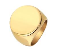 Calefee Anello Fidanzamento Donna, Anelli Personalizzati Uomo Acciaio Inossidabile Grande Sigillo Rotondo Largo 22mm, Taglia 27