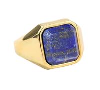 Calefee Anello Matrimonio Donna, Anelli Fascia Uomo Acciaio Inossidabile Sigillo da 22mm con Lapislazzuli, Misura 20