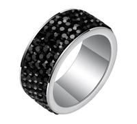 Calefee Anello Matrimonio Uomo, Anelli Acciaio Inossidabile Donna Fascia Larga 8mm con Zirconi Neri, Misura 25