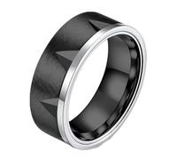 Calefee Anello Matrimonio Uomo, Anelli Uomo Personalizzabile Acciaio Inossidabile Opaco Largo 8mm, Nero, Misura 20