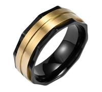 Calefee Anello Mignolo Uomo, Anelli con Incisione Personalizzata Acciaio Inossidabile Fascia Opaco Larga 8mm con Scanalatura, Misura 22