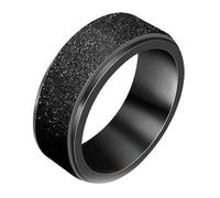 Calefee Anello Mignolo Uomo, Anelli Donna Personalizzabile Acciaio Inossidabile Rotante Nero Opaco Largo 7,8mm, Misura 25