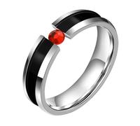 Calefee Anello Promessa di Matrimonio Donna, Anelli Acciaio Inossidabile Mignolo Fascia Nera con Scanalatura Larga 5mm con Zirconi, Taglia 22
