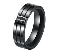 Calefee Anello Promessa di Matrimonio Donna, Anelli con Incisione Personalizzata Acciaio Inossidabile Fascia Black Groove con Zirconi, Misura 25