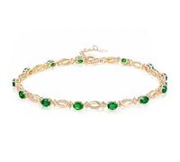 Calefee Bracciale da Donna in Oro 9k, Bracciale con Smeraldo 1.87ct 18 cm Estensione 4 cm con Diamante, Braccialetti Sposa Fidanzati