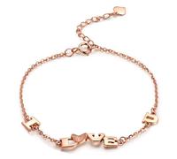 Calefee Bracciali Oro Rosa 18k, Bracciale Catena con I Love U 17 cm Estensione 4 cm, Braccialetti Donna Fidanzati