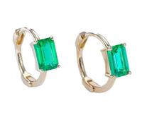 Calefee Cerchietto Orecchini Donna Oro 9k, Orecchini a Cerchio Sposa con Smeraldo Sintetici, Gioielli Eleganti da Matrimonio