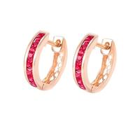 Calefee Cerchietto Orecchini Donna Oro Rosa 375, Orecchini Piercing Cerchio Sposa con Rubino Naturale, Gioielli Matrimonio Eleganti