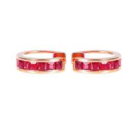 Calefee Cerchietto Orecchini Oro 18k, Orecchini Cerchio Donna con Rubino Rosso, Gioielli Eleganti Matrimonio