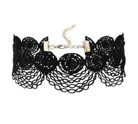 Calefee Choker Collana Donna, Girocollo Collane Gotico Pizzo Nero Vintage, Choker a Strati Regolabile 32,3 cm con Catena di Estensione