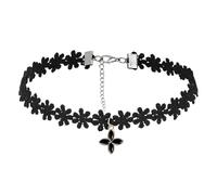 Calefee Collana a Girocollo Donna, Choker Collane Gotico Pizzo Nero con Pendenti, Gioielli di Halloween Regolabile 34,5 cm con Catena di Estensione
