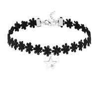 Calefee Collana Girocollo Donna, Choker Collane Gotico Pizzo Nero con Pendenti, Gioielli di Halloween Regolabile 34,3 cm con Catena di Estensione
