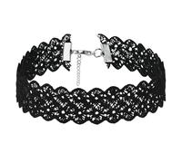 Calefee Collana Girocollo Donna, Collane Choker Gotico Pizzo Nero Vintage, Bigiotteria Halloween Regolabile 33,6 cm con Catena di Estensione