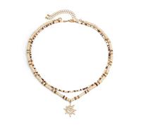 Calefee Collana Surfista Cocco Etnico Legno, Collana Doppia Uomo Girocollo con Ciondolo a Forma di Sole Regolabile Lunga 54 cm, Gioielli da Spiaggia