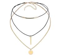 Calefee Collane 3 Fili Donna, Collana Multistrato Gotico con Barra Verticale e Pendente Rotondo, Choker Girocollo Regolabile 32,4 cm con Catena di Estensione