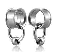 Calefee Dilatatore Lobo 24mm, Dilatatore Piercing Acciaio inossidabile con Pendente Rotondo, Orecchini da Piercing 2 Pezzi
