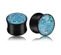 Calefee Dilatatore Orecchio 10mm, Dilatatore Tunnel Acciaio inossidabile con Opale, Orecchini da Piercing 2 Pezzi